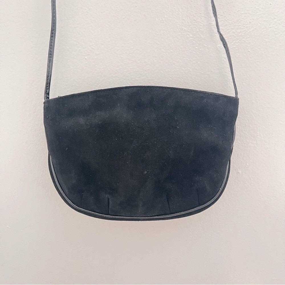 Susan Gail Vintage Black Suede Leather Crossbody Bag Made in Spain - Picture 3 of 9